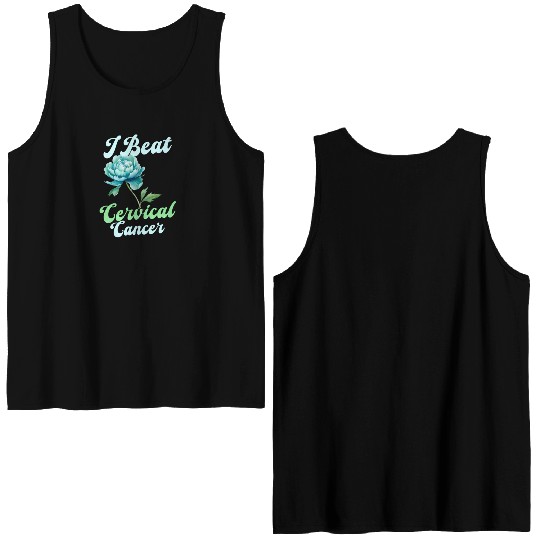 Cervical Cancer Awareness I Beat Cervical Cancer Double Sided Tank Tops