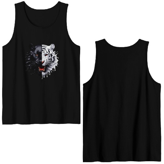 3D realistic black panther & Leopart Design Double Sided Tank Tops
