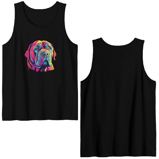Watercolor Colorful Neapolitan Mastiff Double Sided Tank Tops