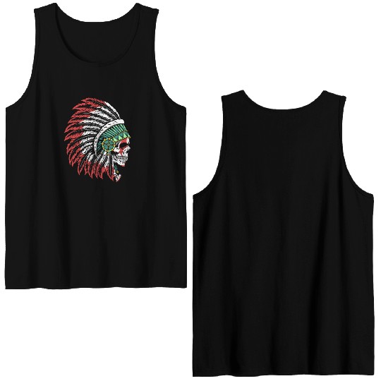 Indigenous Native American Skull Skull Head Double Sided Tank Tops