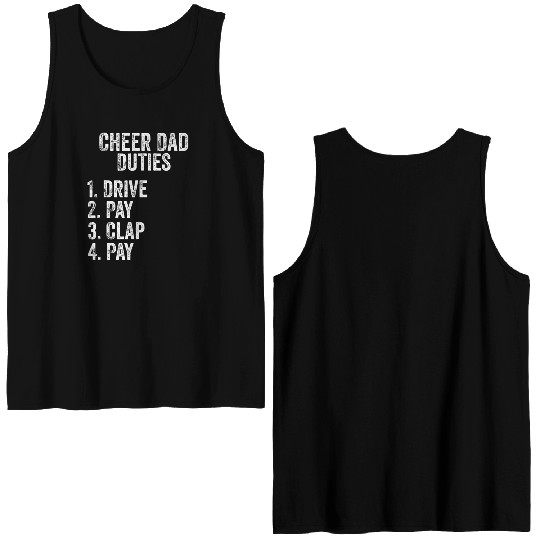 Fathers Day Funny Cheer Dad Duties Drive Pay Clap Double Sided Tank Tops