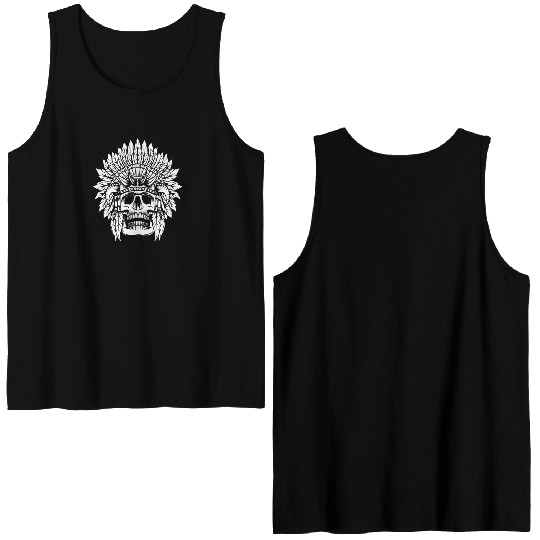 Indigenous Native American Skull Head Double Sided Tank Tops