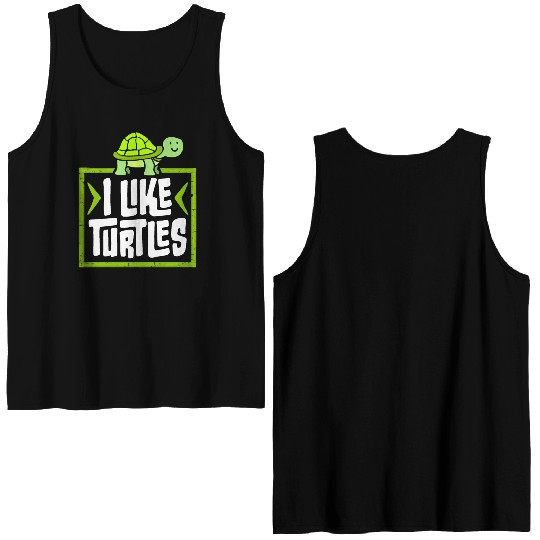 I Like Turtles Cute Tortoise Love Turtle Lover Double Sided Tank Tops