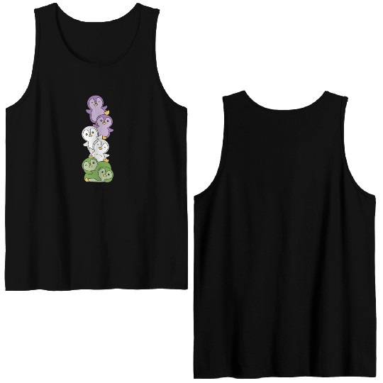 Genderqueer Flag Pride Lgbtq Cute Penguin Double Sided Tank Tops