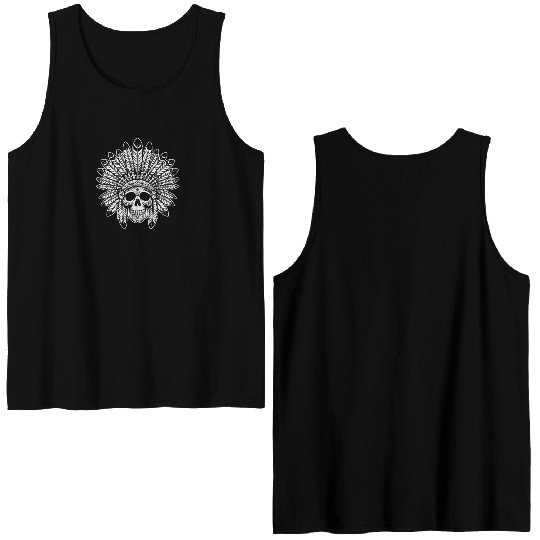 Indigenous Native American Skull Head Double Sided Tank Tops