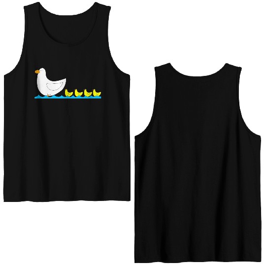 Duck with ducklings Double Sided Tank Tops