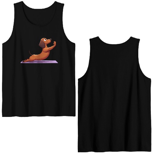 Funny Dachshund: Yoga, Gymnastics & Meditation Double Sided Tank Tops