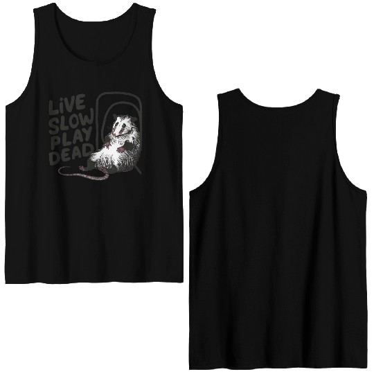 Funny Possum Live slow play dead Street Cat Double Sided Tank Tops