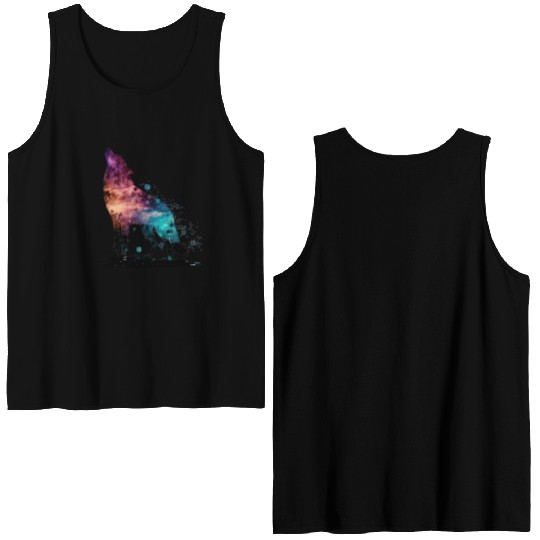 Wolf Print, Cosmic Wolves, Animal Print, Cosmos Double Sided Tank Tops