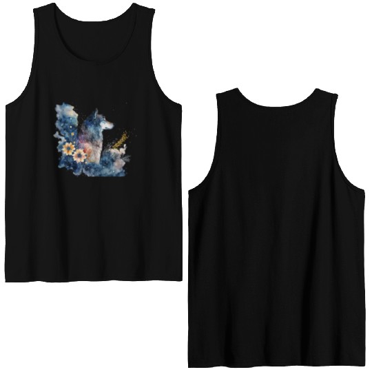 Wolf Print, Cosmic Wolves, Animal Print, Cosmos Double Sided Tank Tops