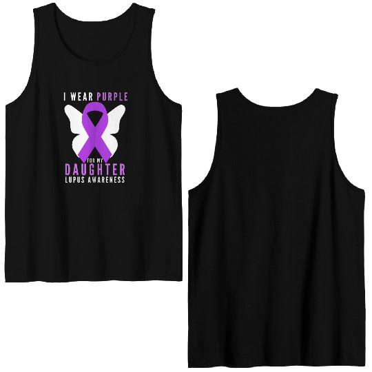 I wear purple for my daughter lupus awareness Double Sided Tank Tops
