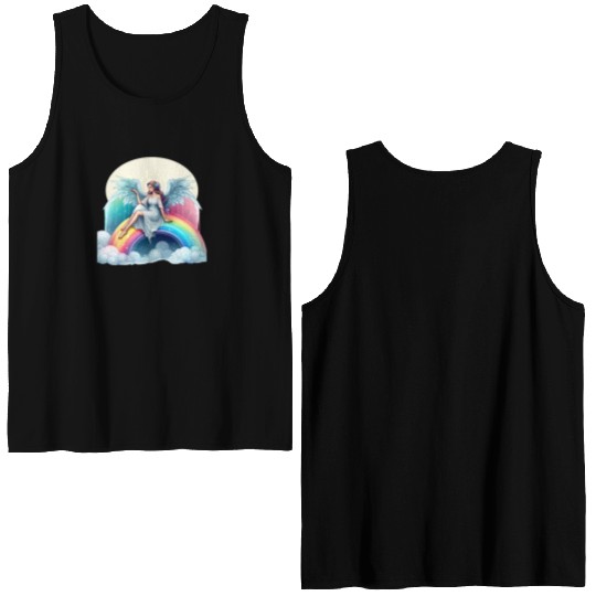 Angel on rainbow Double Sided Tank Tops