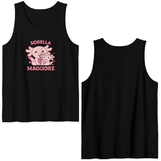 I Will Be Big Sister 2022 For Siblings axolotl Double Sided Tank Tops