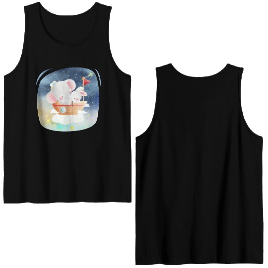 Sailing Elephant and Rabbit Using Boat Fishing Double Sided Tank Tops