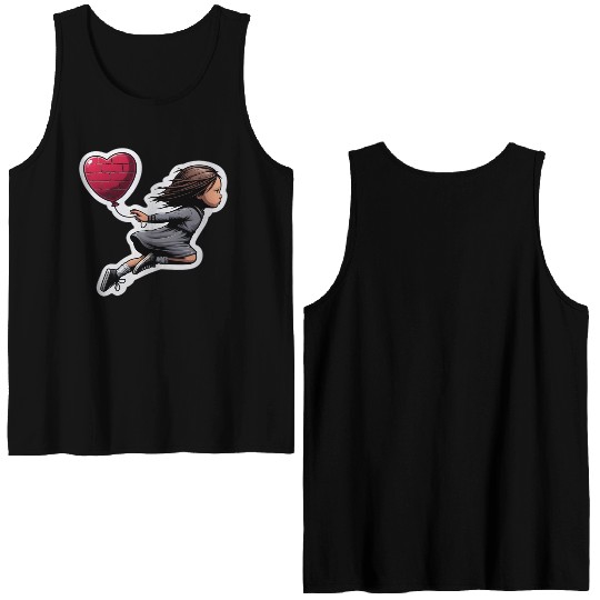 Girl with Balloon by Banksy, Iconic Street Art Double Sided Tank Tops