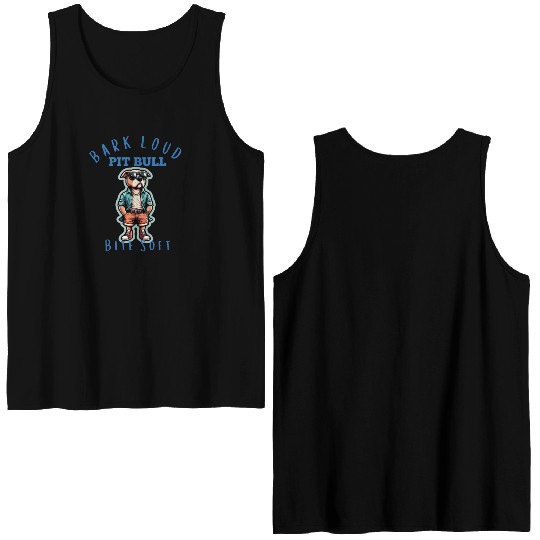 "Bark Loud, Bite Soft" Pit Bull Sticker Double Sided Tank Tops