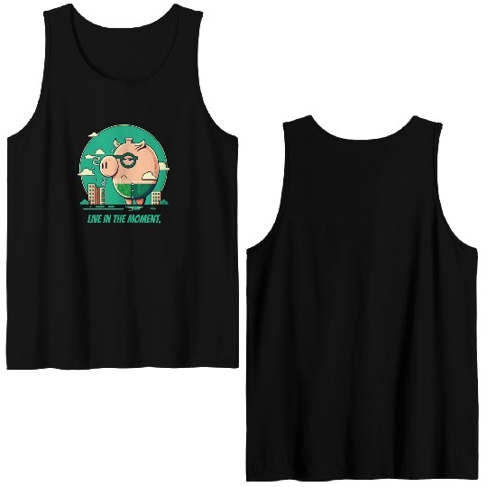 Live in the Moment Pig Double Sided Tank Tops