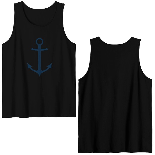 Navy Blue Sailing Boat Anchor Double Sided Tank Tops