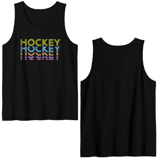 Hockey Colorful Typography Double Sided Tank Tops