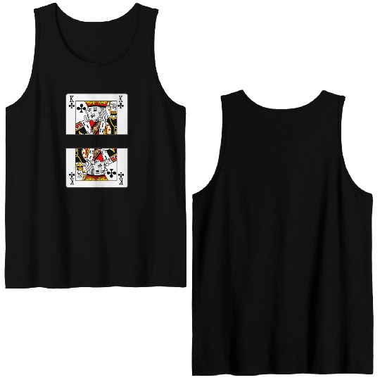 Playing card clover king with banner space Double Sided Tank Tops