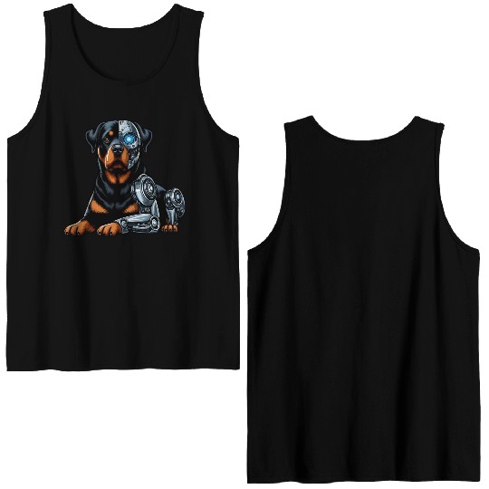 Rottweiler cyborg robot space Double Sided Tank Tops