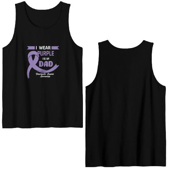 Pancreatic Cancer Support Dad Cancer Awareness Double Sided Tank Tops