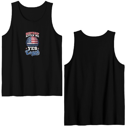 4th Of July Baseball Coach Repeat Yes Coach Double Sided Tank Tops
