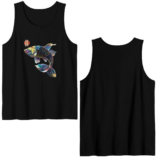 Japanese Koi Fish Koi Carp Lovers Women Men Kids T Double Sided Tank Tops