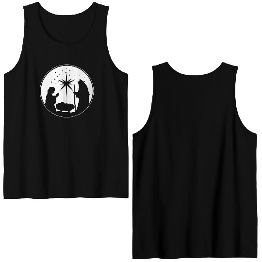 Nativity Scene Silhouette Christmas Market Vendor Double Sided Tank Tops