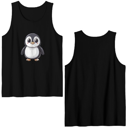 Adorable Penguin Character Embraces Your Style Double Sided Tank Tops