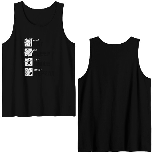 Eat Sleep Anime Repeat Anime Lovers Gifts for Men Double Sided Tank Tops