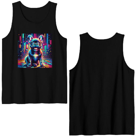 French Bulldog Neon Art Double Sided Tank Tops