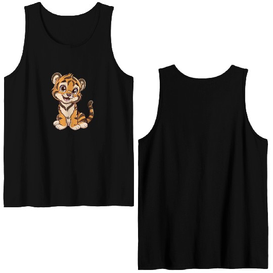 Adorable Smiling Tiger Cub Double Sided Tank Tops
