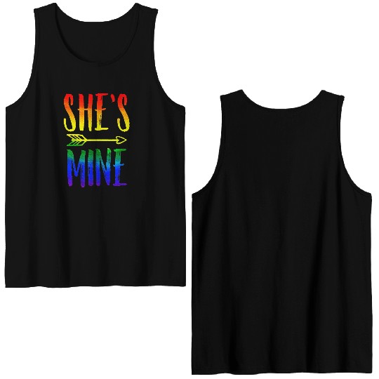I'm Hers She's Mine LGBT Pride Lesbian Couple Double Sided Tank Tops