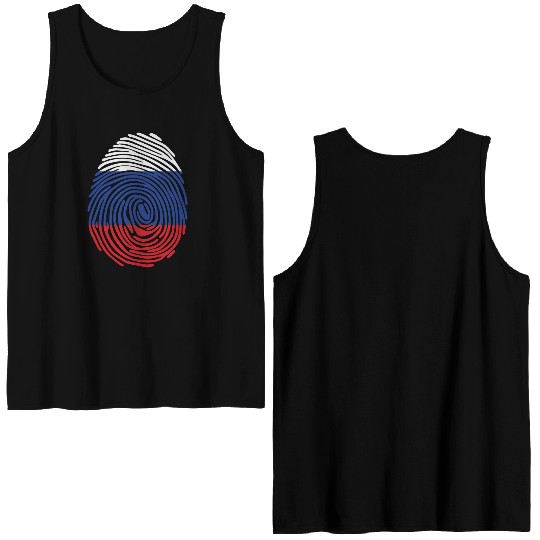 Russian fingerprint flag Double Sided Tank Tops