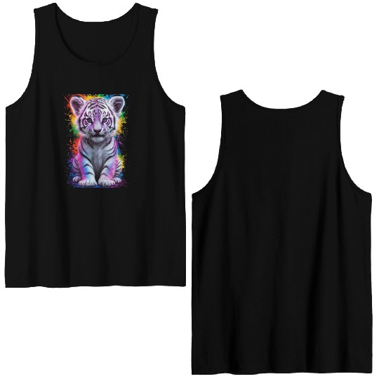 colorful tiger cub Double Sided Tank Tops