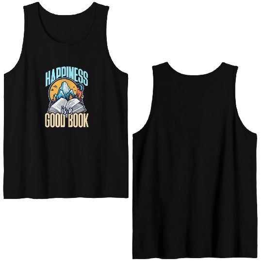 Literature Teacher Happiness Is A Good Book Reader Double Sided Tank Tops