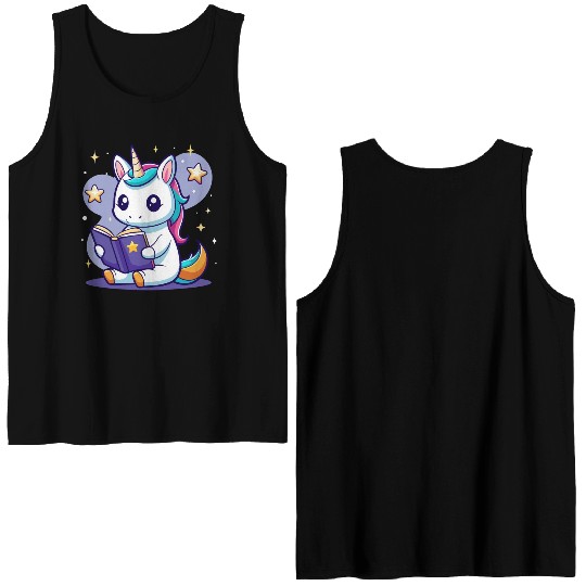 Magic Unicorn Reading Double Sided Tank Tops