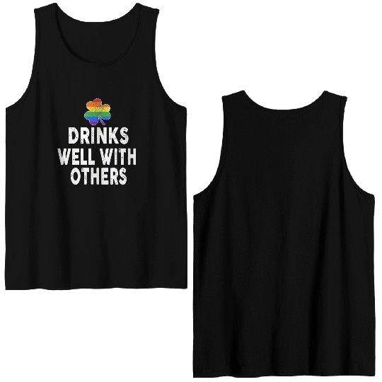 Drinks Well With Others LGBT Gay St Patricks Day Double Sided Tank Tops
