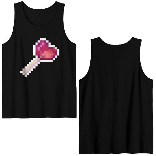 Pixel Art Sprite Cute Heart Lollipop Double Sided Tank Tops