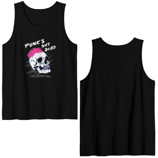 Punks Not Dead - Skull Punk Rock Music - Old Double Sided Tank Tops