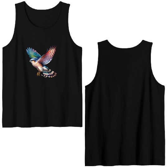 Collared Sparrowhawk in Flight Double Sided Tank Tops