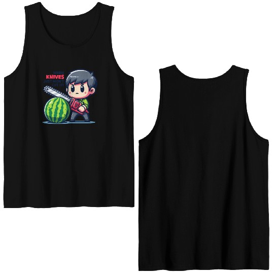 Cutting Watermelon - Melon Chainsaw Double Sided Tank Tops