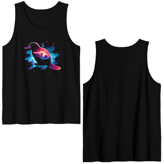 Cool Platypus Galaxy Space Art Double Sided Tank Tops