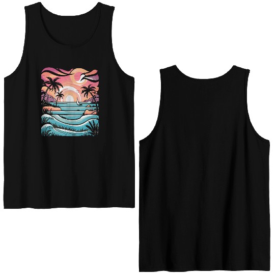 Azure Embrace Mediterranean Dreamscapes Double Sided Tank Tops