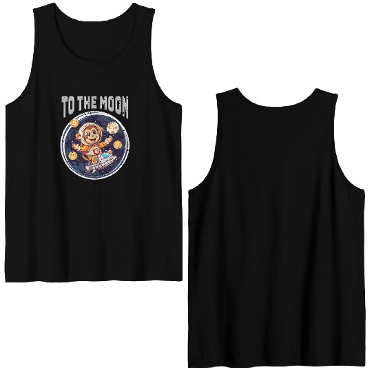 Cryptocurrency Bitcoin Ape To The Moon Double Sided Tank Tops