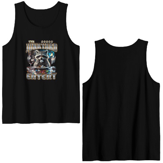 The Junkyard Eatery Funny Raccoon Bootleg Double Sided Tank Tops