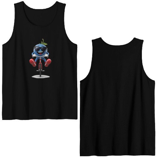 Blueberry Cycling On Bike Realistic Double Sided Tank Tops