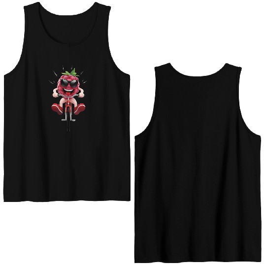 Raspberry Cycling On Bike Realistic Double Sided Tank Tops