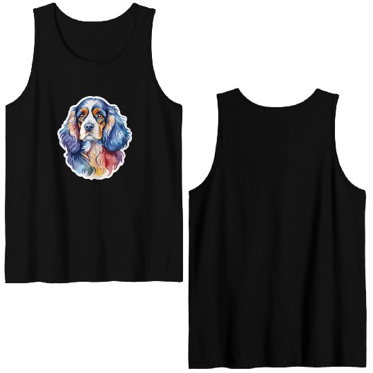 American Cocker Spaniel Watercolor Double Sided Tank Tops